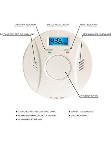 Paquete de 2 Detectores de Humo y Monóxido Linsoal 85dB Paquete de 2 Detectores de Humo y Monóxido Linsoal 85dB