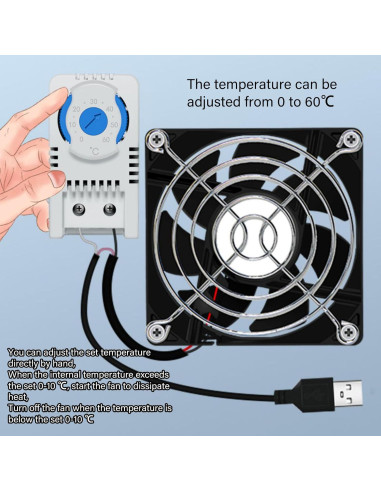Ventilador de Gabinete USB VONNST 80mm Silencioso con Termostato