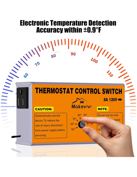 Termostato de Ventilador de Ático Makevivi 1600W Ajustable Termostato de Ventilador de Ático Makevivi 1600W Ajustable