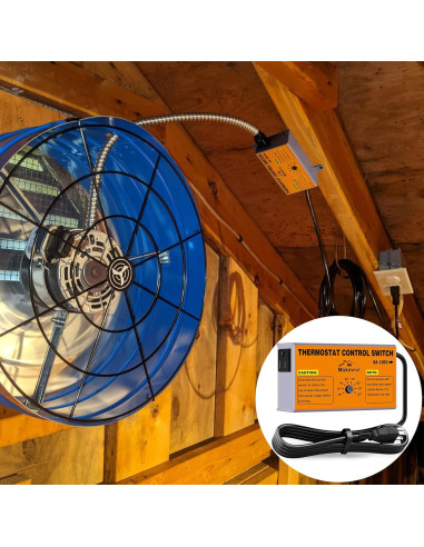 Termostato de Ventilador de Ático Makevivi 1600W Ajustable