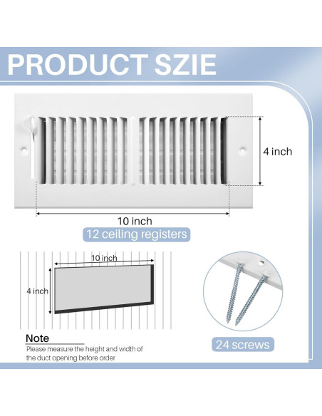 Cubierta de Ventilación Zonon 12 Pcs 25.4x10.16 cm Blanca Cubierta de Ventilación Zonon 12 Pcs 25.4x10.16 cm Blanca