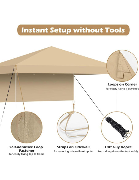 Toldo Pop-up Yescom 6x4ft Beige con Pared Lateral UPF50+ Toldo Pop-up Yescom 6x4ft Beige con Pared Lateral UPF50+