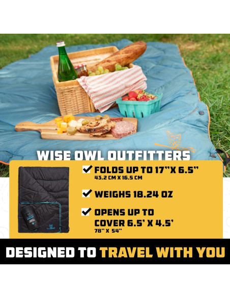 Manta de Camping Wise Owl Outfitters - Nylon Impermeable 198x140 cm Manta de Camping Wise Owl Outfitters - Nylon Impermeable 198x140 cm