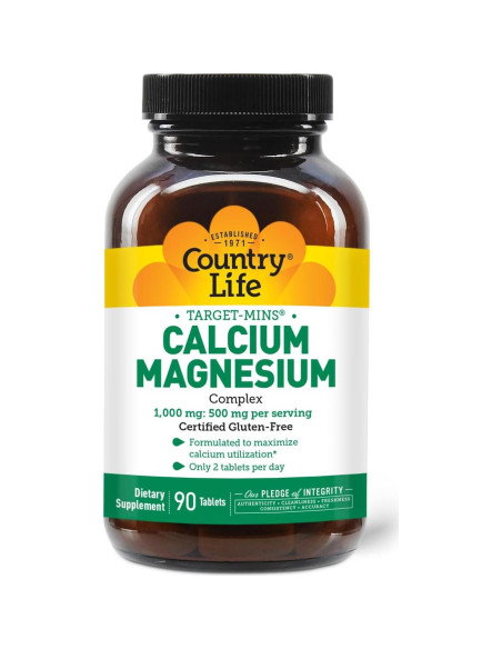 Suplemento de Calcio y Magnesio Country Life 1000mg/500mg 90 Tabletas Suplemento de Calcio y Magnesio Country Life 1000mg/500mg 90 Tabletas