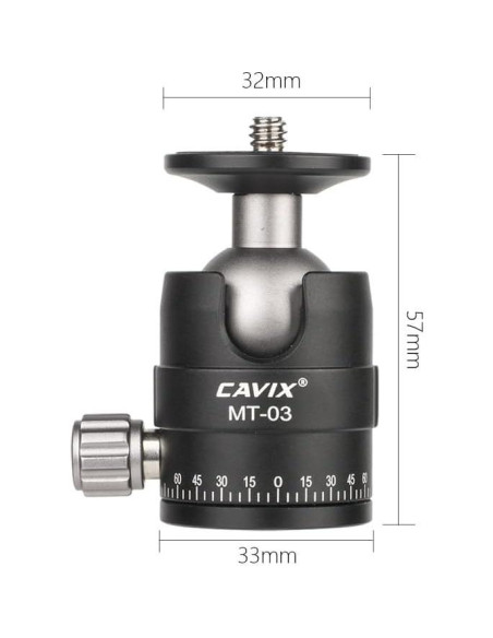 Cabezal de bola panorámico CAVIX MT-03 para trípode 5 kg Cabezal de bola panorámico CAVIX MT-03 para trípode 5 kg