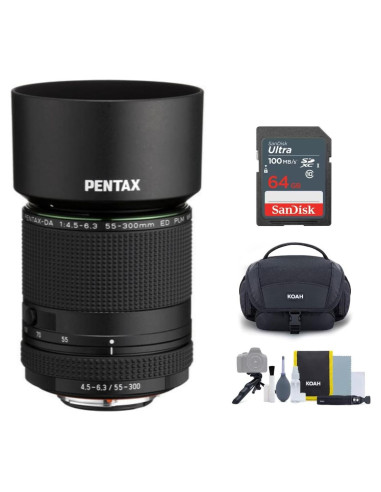 Objetivo Telefoto Zoom Pentax HD DA 55-300mm f/4.5-6.3 + Tarjeta 64GB