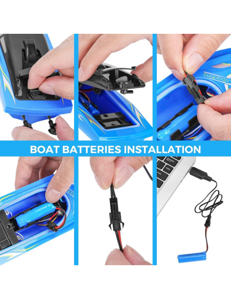 Paquete de 2 Barcos RC Emorefun 2.4 GHz con Baterías Recargables Paquete de 2 Barcos RC Emorefun 2.4 GHz con Baterías Recargables