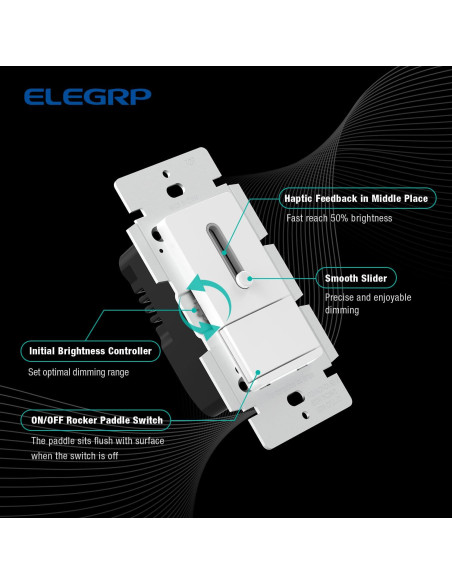 Interruptor Regulador ELEGRP Blanco Mate 150W LED/CFL/Incandescente Interruptor Regulador ELEGRP Blanco Mate 150W LED/CFL/Incandescente