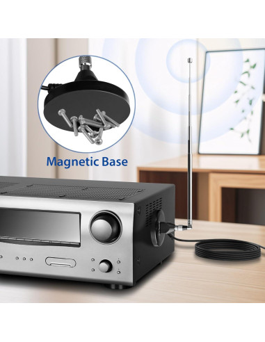 Antena FM Retráctil Magnética Kai Han - 5m Coaxial, Alta Recepción
