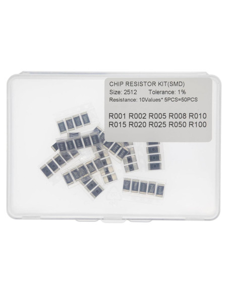 Kit de Resistencias 2512 1% MERICDA - 10 Valores x 5 Piezas Kit de Resistencias 2512 1% MERICDA - 10 Valores x 5 Piezas