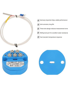 Transmisor de Temperatura PT100 Yanmis DC24V 0-10V -50 a 400C 2