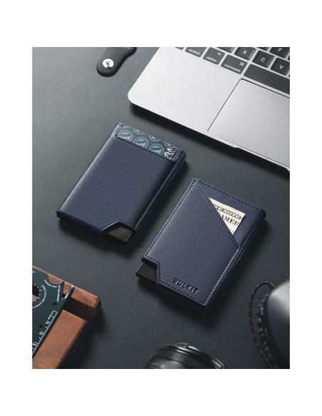 Tarjetero Plegable VULKIT Slim Aluminio Bloqueo RFID Marino Tarjetero Plegable VULKIT Slim Aluminio Bloqueo RFID Marino