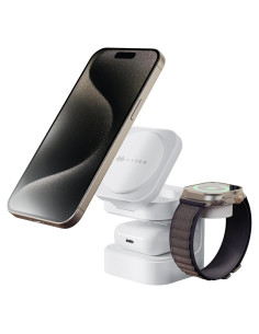 Cargador Inalámbrico 3-en-1 HyperJuice Qi2 - Carga Rápida para iPhone, Apple Watch y Airpods