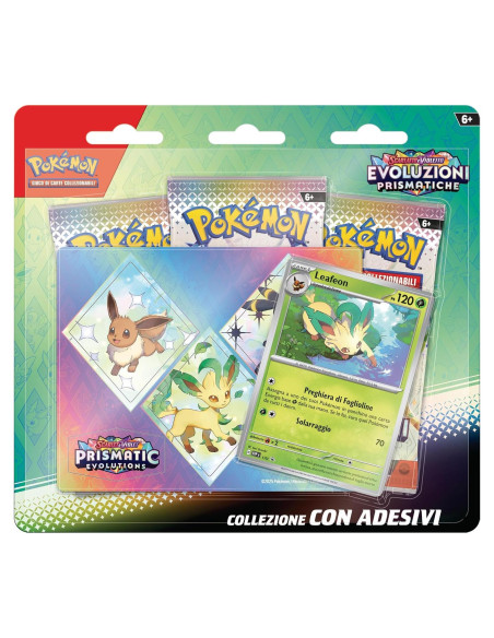 Stickers Pokémon TCG Scarlet y Violet Leafeon + 3 Paquetes Stickers Pokémon TCG Scarlet y Violet Leafeon + 3 Paquetes