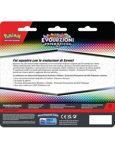 Stickers Pokémon TCG Scarlet y Violet Leafeon + 3 Paquetes