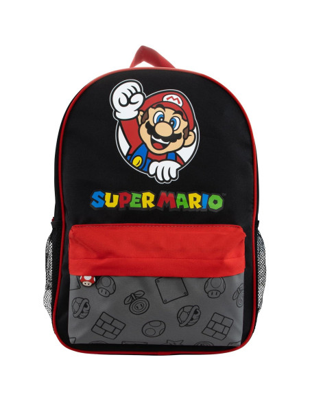 Mochila Escolar Super Mario para Niños - Negro y Rojo - 19L Mochila Escolar Super Mario para Niños - Negro y Rojo - 19L