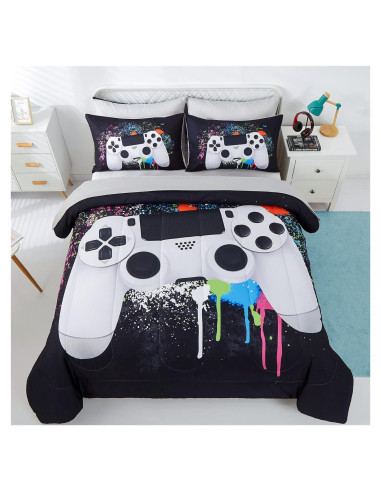 Juego de Ropa de Cama KAKKI Twin 4 Piezas Videojuego 3D