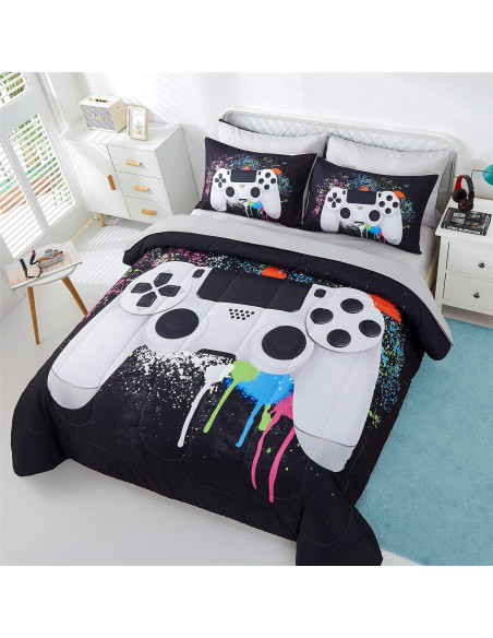 Juego de Ropa de Cama KAKKI Twin 4 Piezas Videojuego 3D Juego de Ropa de Cama KAKKI Twin 4 Piezas Videojuego 3D