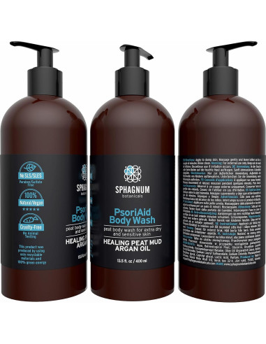 Jabón Corporal Natural Sphagnum 399.5 ml para Psoriasis y Eczema