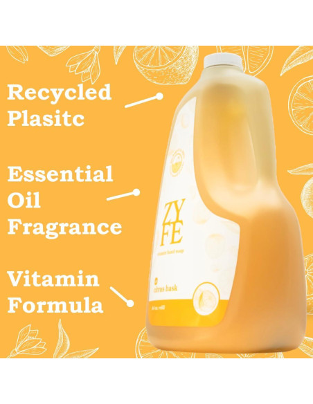 Jabón Líquido Hidratante ZYFE 1.81L Citrus Bask con Vitaminas Jabón Líquido Hidratante ZYFE 1.81L Citrus Bask con Vitaminas