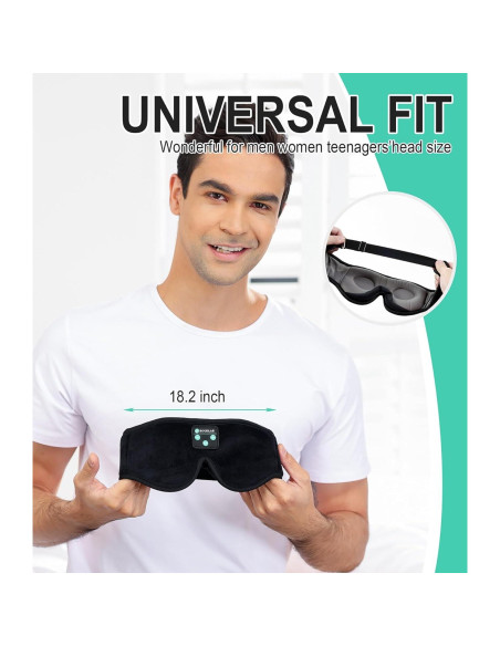 Máscara para dormir Bluetooth Boodlab con auriculares HD 3D Máscara para dormir Bluetooth Boodlab con auriculares HD 3D