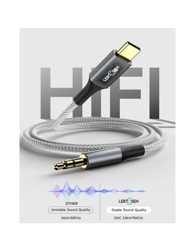 Cable de Audio USB C a 3.5mm LERTOSEN - Paquete de 2, 1.22m