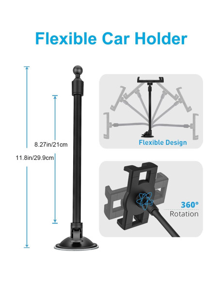 Soporte para Tablet en Parabrisas Woleyi, Brazo Largo 30 cm Soporte para Tablet en Parabrisas Woleyi, Brazo Largo 30 cm