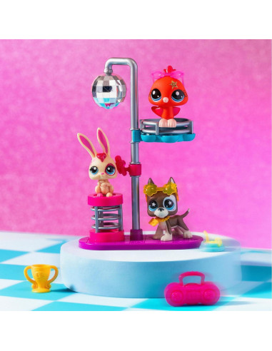 Paquete de Juego Noches de Disco Littlest Pet Shop con 3 Mascotas