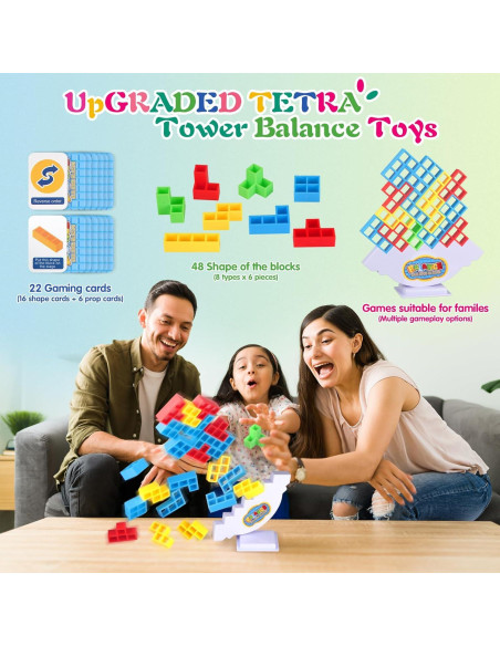 Juego de Torre Tetra 48 Pcs LIMYIOM - Juguete Educativo Familiar Juego de Torre Tetra 48 Pcs LIMYIOM - Juguete Educativo Familiar