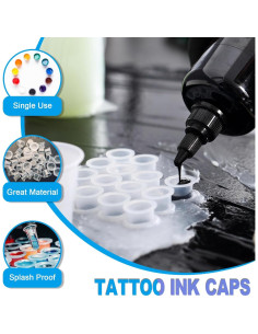 Kit de Tapas de Tinta para Tatuajes Emalla - 300 Piezas y Soporte 2
