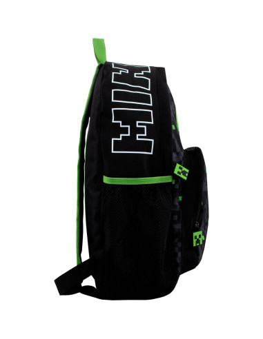 Mochila escolar Minecraft Creeper para niños 21.6L negra