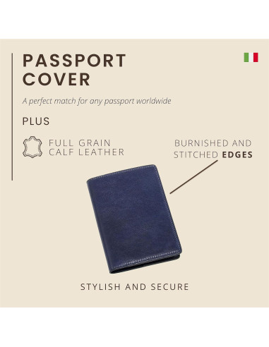 Funda de Pasaporte de Cuero Italiano Maruse Azul Marino