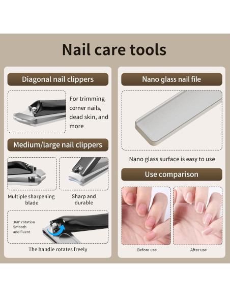 Kit de Manicura 9 en 1 Glamne con Estuche de Cuero Kit de Manicura 9 en 1 Glamne con Estuche de Cuero