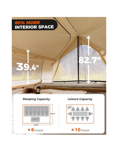 Tienda de Camping KingCamp para 6-8 Personas Impermeable