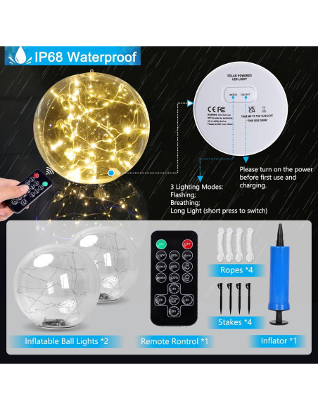 FunFanso 2 Pack Luces Flotantes Inflables 35.56 cm Solar FunFanso 2 Pack Luces Flotantes Inflables 35.56 cm Solar