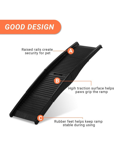 Rampa Plegable para Perros Outvita 155 cm Antideslizante 68 kg