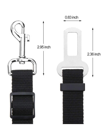 Correa de Asiento Ajustable para Mascotas Elisel - 2 Paquetes Negro
