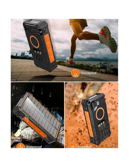 Cargador Solar Power Bank MQOUNY 36000mAh Manivela 15W Cargador Solar Power Bank MQOUNY 36000mAh Manivela 15W