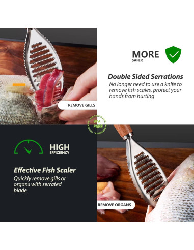 Removedor de Escamas de Pescado H&ZEBRABRO Acero Inoxidable 20cm