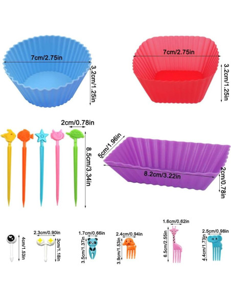 Kit de Divisores de Silicona SourceTon 70 PCS para Bento Box Kit de Divisores de Silicona SourceTon 70 PCS para Bento Box
