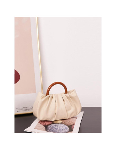 Bolso de mano pequeño plisado para mujer Verdusa - Beige