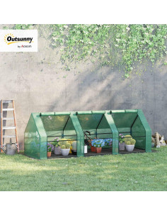 Mini Invernadero Portátil Outsunny 2.74m x 0.91m con Puertas 2