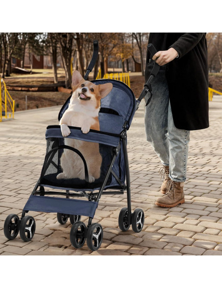 Carrito de Mascotas MoNiBloom Plegable 10 kg Azul Marino Carrito de Mascotas MoNiBloom Plegable 10 kg Azul Marino