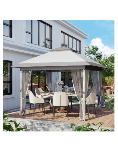 Carpa Gazebo Plegable GarveeLife 10x10m Impermeable con Mosquitera