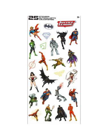 Calcomanías Liga de la Justicia 12 Hojas 300 Stickers Niños
