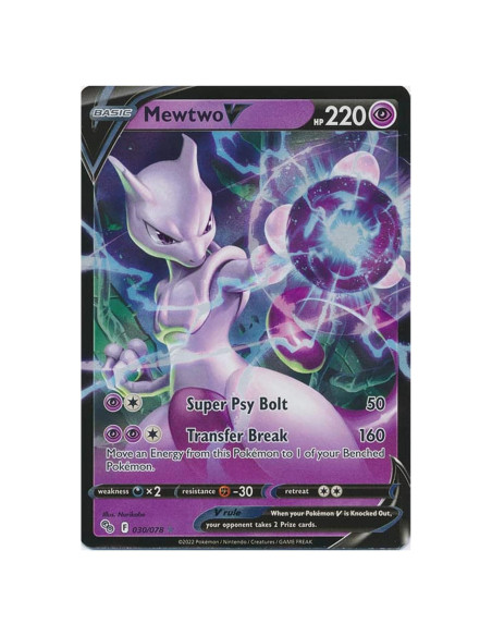 Carta Mewtwo V 030/078 Pokemon Go Ultra Rara Carta Mewtwo V 030/078 Pokemon Go Ultra Rara