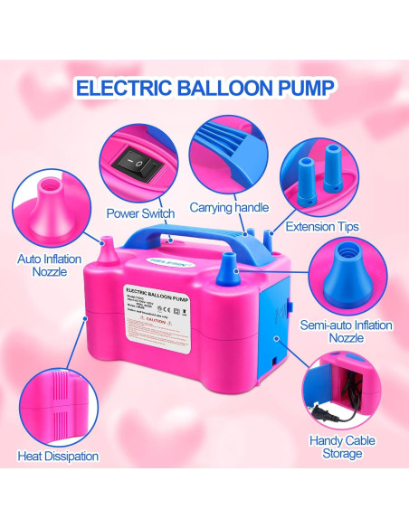 Bomba de Aire Eléctrica HELESIN 600W Doble Boquilla Rojo Rosa Bomba de Aire Eléctrica HELESIN 600W Doble Boquilla Rojo Rosa
