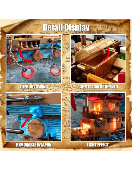 Juego de Bloques de Construcción Barco Pirata TYCOLE 916 Piezas Juego de Bloques de Construcción Barco Pirata TYCOLE 916 Piezas