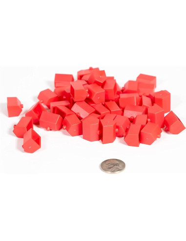 Hoteles de Plástico Rojo para Juego de Mesa - 50 Piezas