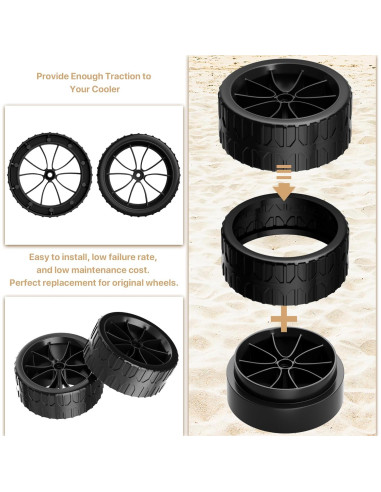 Ruedas de Enfriador LBB-Parts 15.24 cm Negras, Kit de Reemplazo